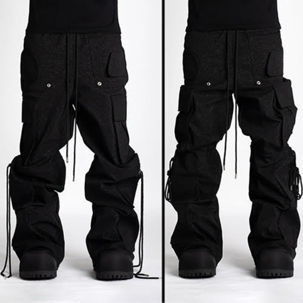 Guapi Pants Men's 40 Black Starry Sky Cargo Pants Extra Baggy Rave Strappy V2
